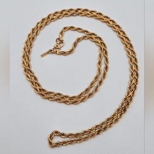 Vintage Monet 70s Gold Tone Rope Chain Necklace